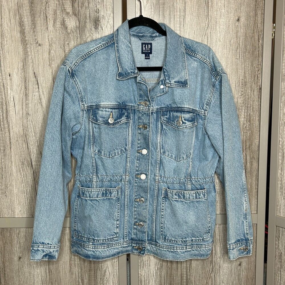 GAP Denim Jacket Cinched Waist Jean Jacket Blue Color